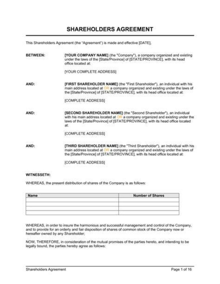 Are shareholders agreements compulsory?