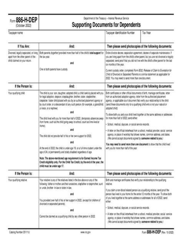 Which form is most helpful to substantiate an EITC claim form 886 dep?